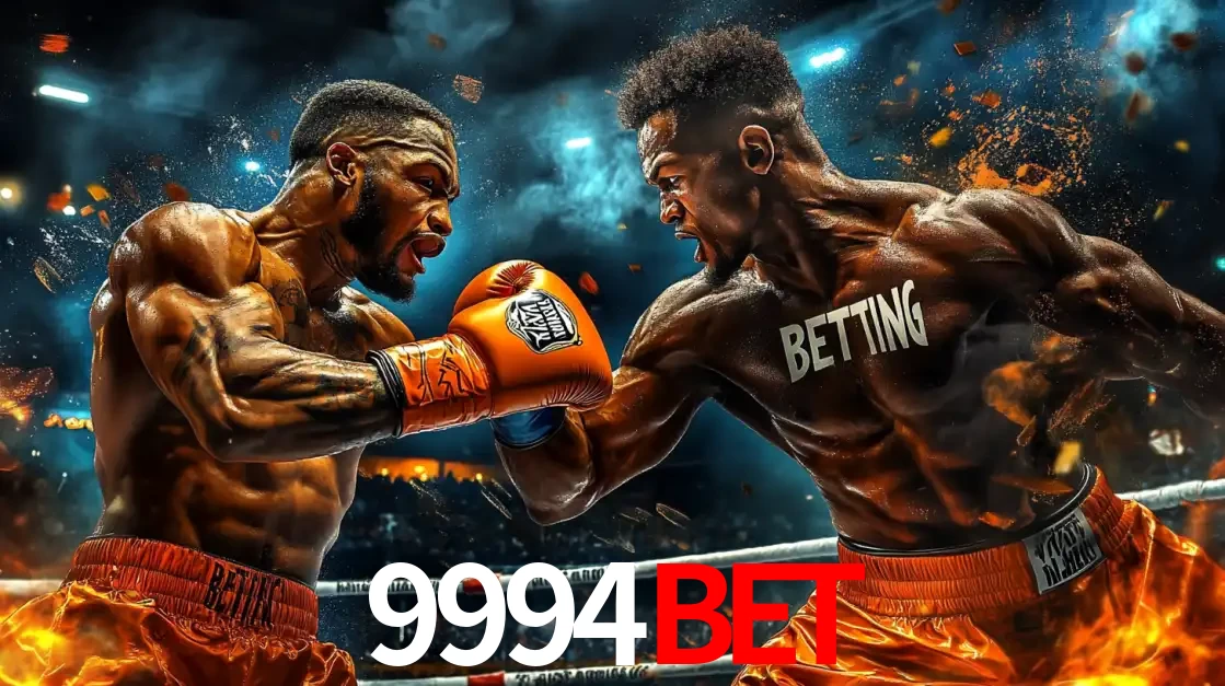 Dois boxeadores em uma luta intensa e explosiva, representando a adrenalina e as oportunidades de apostas em esportes de combate disponíveis na plataforma 9994BET.