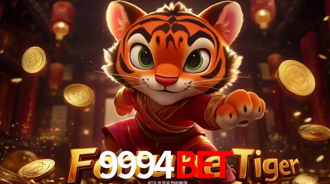 O carismático mascote do jogo de slot Fortune Tiger, um tigre fofo em pose de artes marciais, pronto para trazer sorte e multiplicadores de ganhos no cassino online 9994BET.